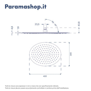 Soffione doccia ovale 40x30cm in acciaio inox cromato orientabile