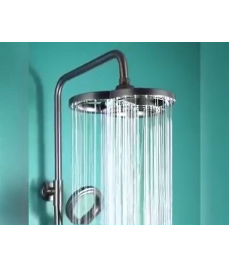 Soffione Per Doccia Bagno 3 Anelli Ugelli In Abs Doccetta Multigetto Nero 87516         