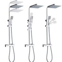 AICA Colonna doccia con soffione a pioggia, rubinetti doccia quadrati con miscelatore termostatico, cromo
