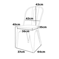 Sofia - Set di 4 sedie in metallo con seduta in legno massello, stile industriale, colore pastello blu