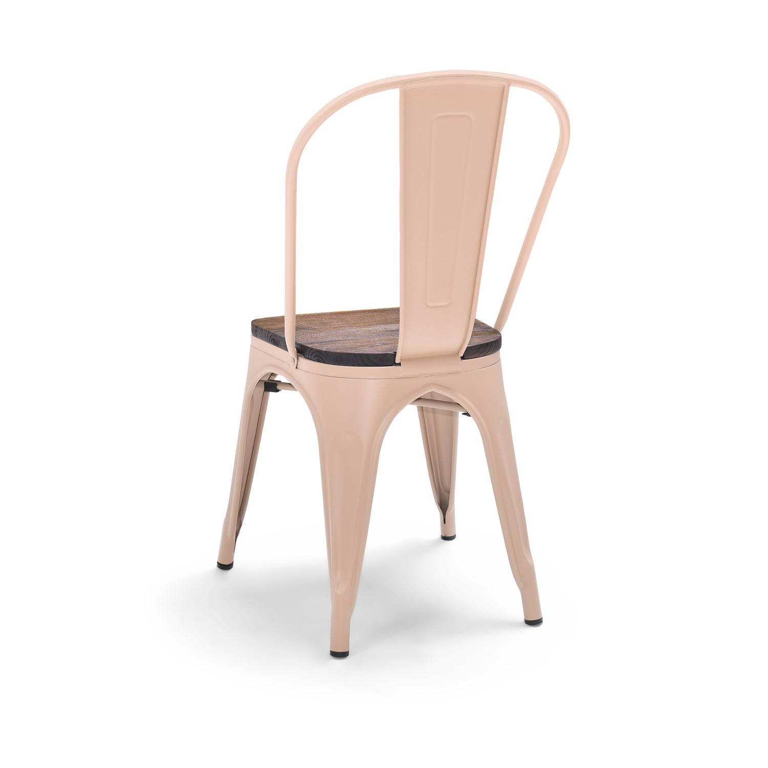 Sofia - Set di 4 sedie in metallo con seduta in legno massello stile industriale colore pastello tortora