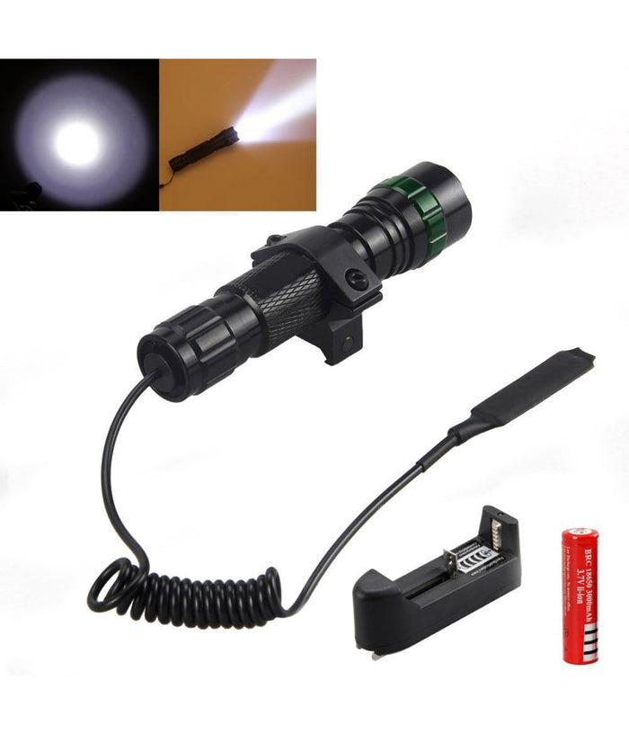 Softair Torcia Led Ricaricabile Controllo Remoto Tattica Supporto Per Fucile         