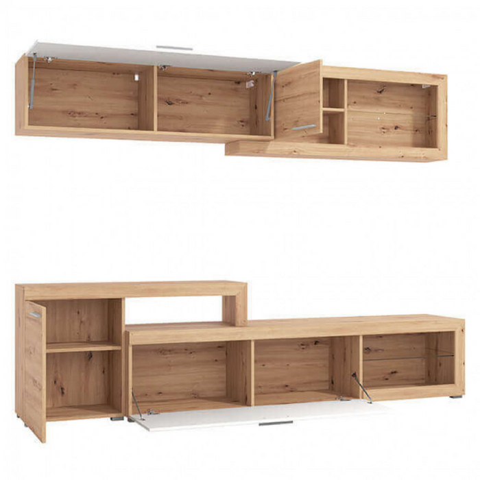 SOGGIORNO KANAS ROVERE ARTIGIANO E BIANCO LACCATO SUPER