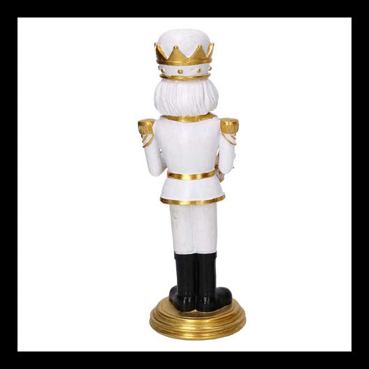 Soldatino resinacon tamburo bianco e oro cm 12x11,54h31