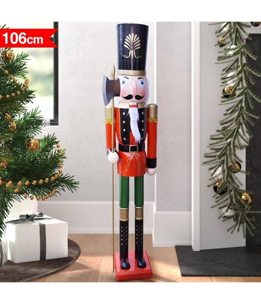 Soldato Schiaccianoci Di Natale In Legno Altezza 106 Cm Decorazioni Natalizie         