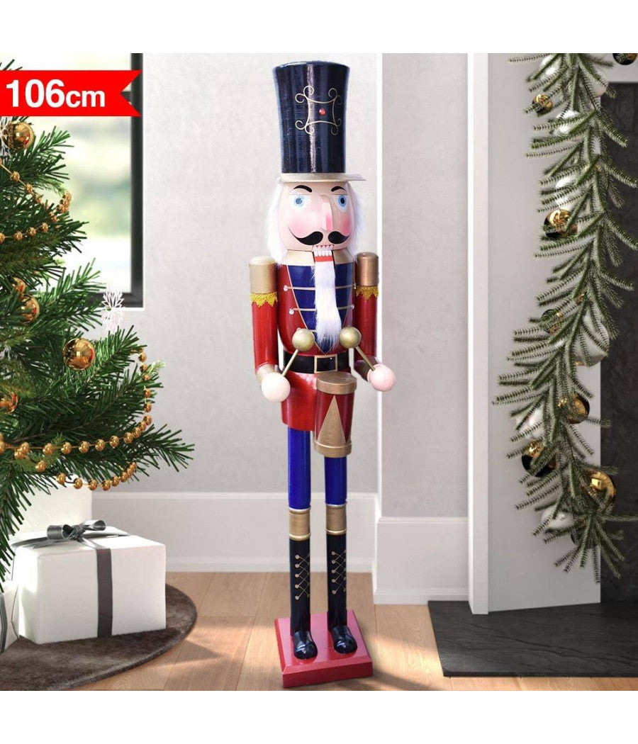 Soldato Schiaccianoci Di Natale In Legno Altezza 106 Cm Decorazioni Natalizie         