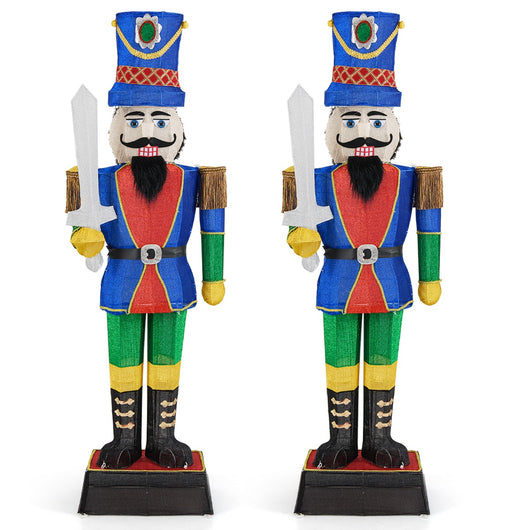 Soldato di natale 3d illuminato con 110 luci LED per uso interno ed esterno, Soldato preilluminato da 184 cm con spada 2 Pezzi-Decorazioni natalizie