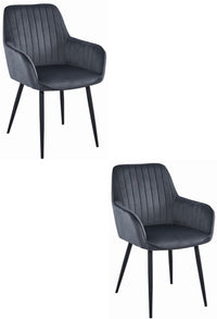 Sedia VALORA SELO - Velluto grigio scuro con gambe nere x 2