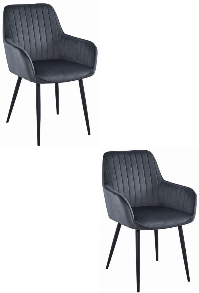 Sedia VALORA SELO - Velluto grigio scuro con gambe nere x 2
