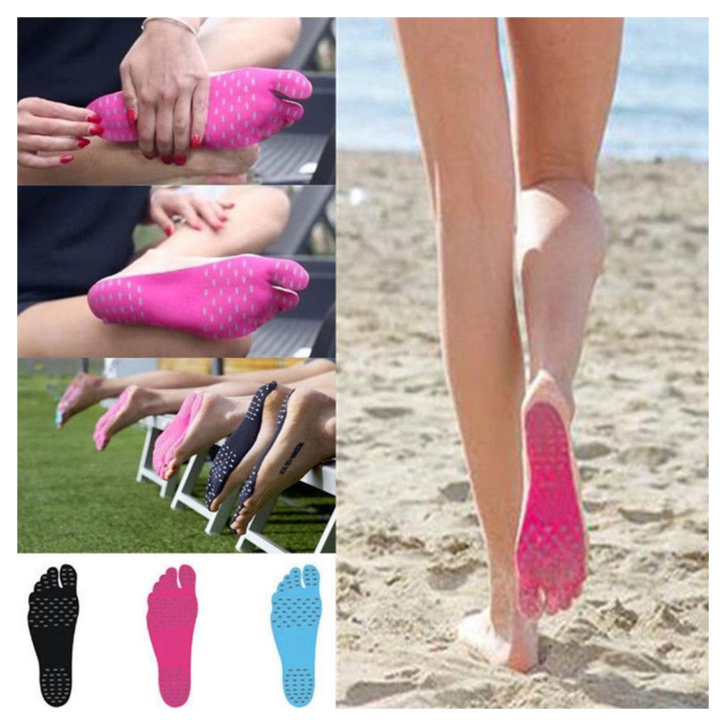 Trade Shop - Solette Nake Fit Estate Mare Sabbia Scogli Suolette Adesivo Protezione Piedi - Nero   S (32-35)