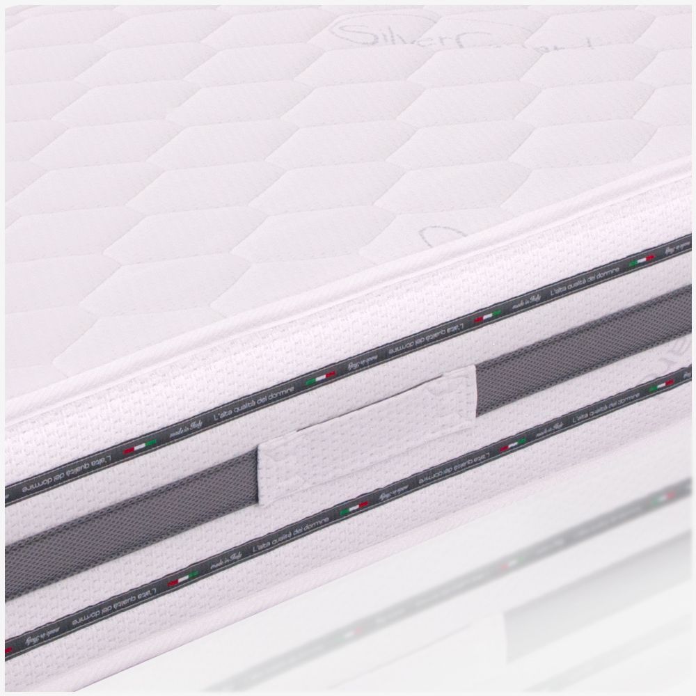 Materasso Singolo 90x200, alto 22 cm - Memory Foam, Rivestimento Silver, Ergonomico | Sommo