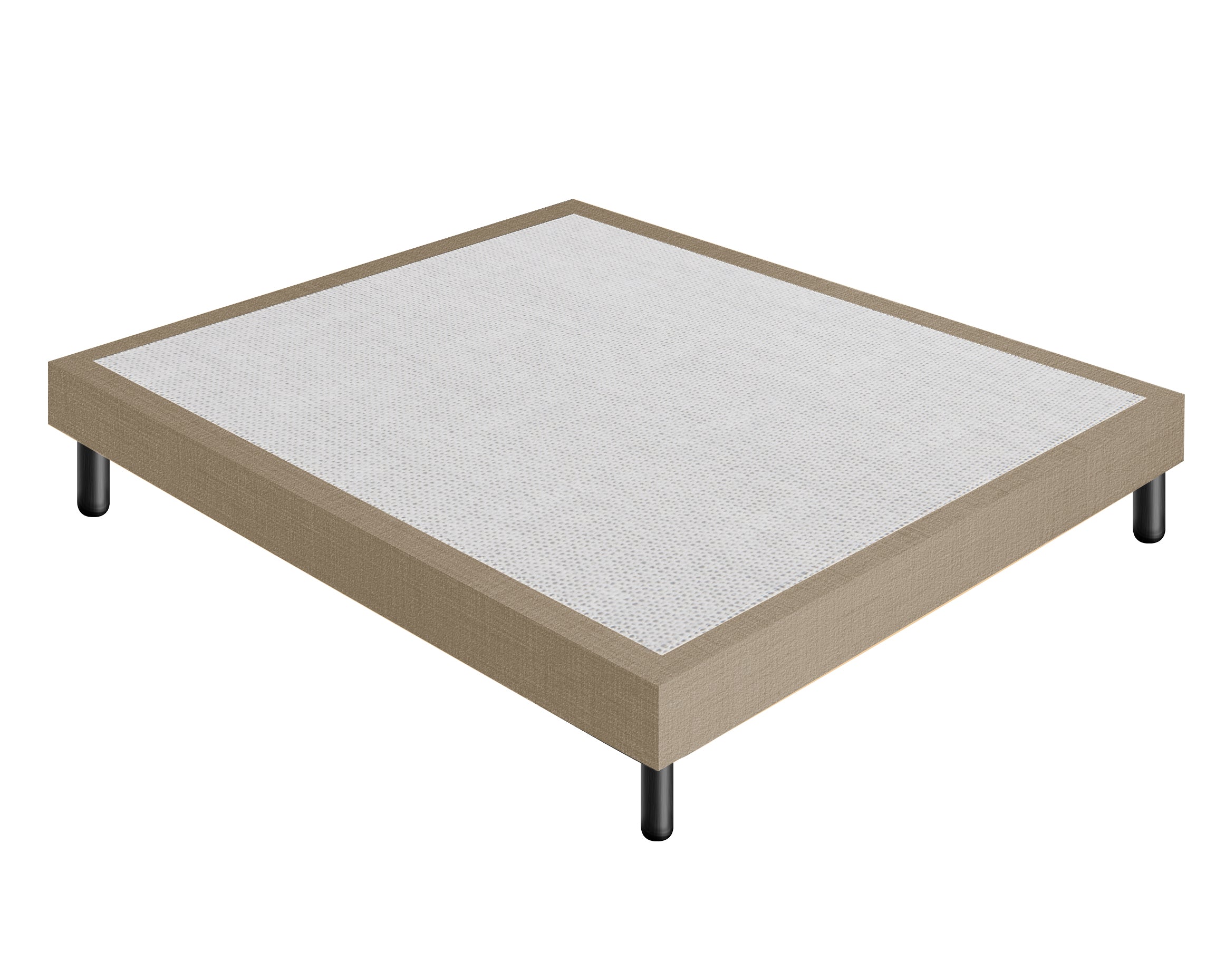 Letto Sommier Matrimoniale 180x200 Beige Rivestito - Resistente fino a 120 Kg per Persona