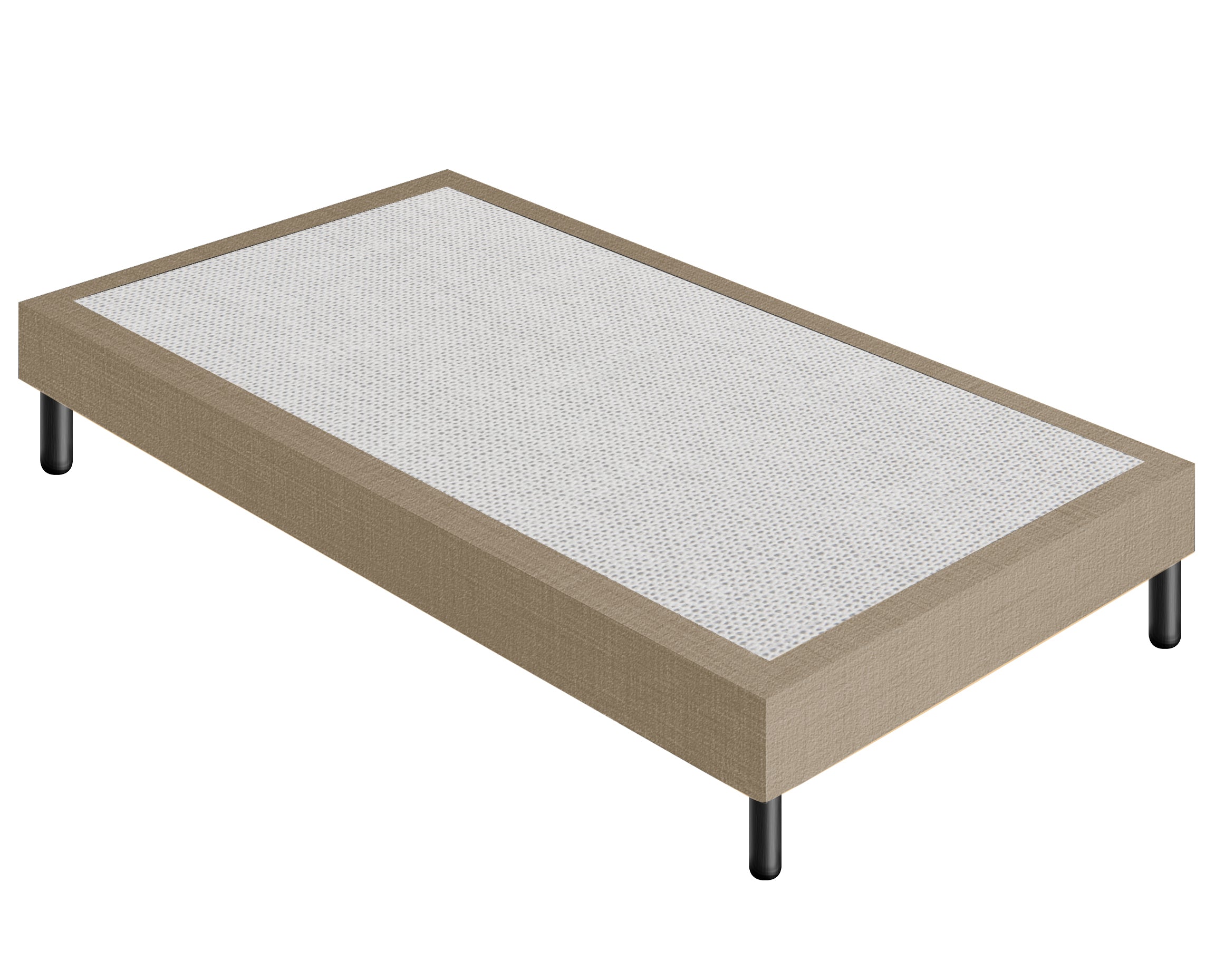 Letto Sommier Piazza e Mezza 140x190 Beige Rivestito - Resistente fino a 120 Kg per Persona