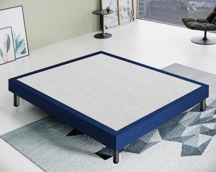 Letto Sommier Matrimoniale 160x190 Blu Rivestito - Resistente fino a 120 Kg per Persona