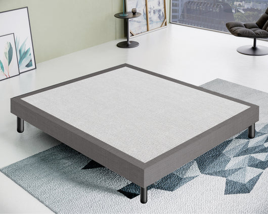 Letto Sommier Matrimoniale 180x200 Grigio Rivestito - Resistente fino a 120 Kg per Persona