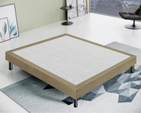 Letto Sommier Matrimoniale 160x200 Tortora Rivestito - Resistente fino a 120 Kg per Persona
