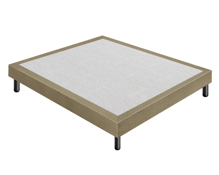 Letto Sommier Matrimoniale 160x190 Tortora Rivestito - Resistente fino a 120 Kg per Persona