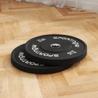 Set 2 Dischi Pesi da 10kg in Gomma con Foro da 2"/5 cm per Manubri e Bilancieri, Nero