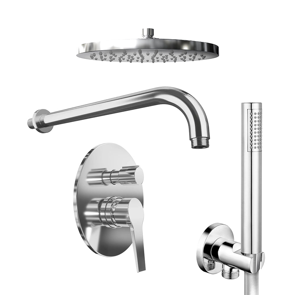 Set doccia cromato - Miscelatore incasso 2 vie Sophia, braccio 30cm, soffione 20cm e doccino