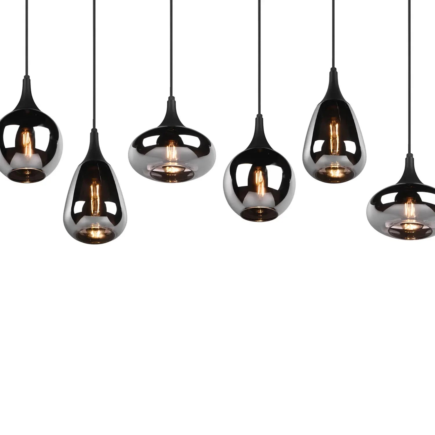 LÚZETE - SOSPENSIONE 6 LUCI COLORE ACCIAIO CROMATO E14 LESLIE