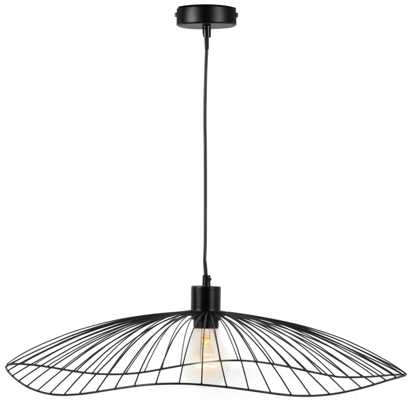 IDMarket - Sospensione in filo metallico nero, diametro 60 cm