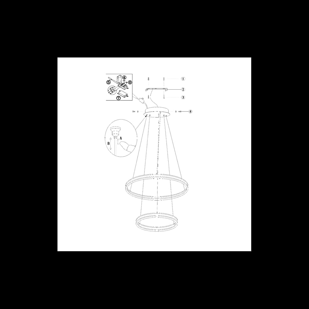 Lampada a Sospensione LED Palau 108W 3000K Dimmerabile Ø60 e Ø40 cm Argento - Due anelli in Metallo e Metacrilato