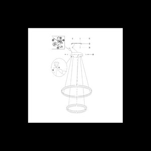 Lampada a Sospensione LED Palau 108W 3000K Dimmerabile Ø60 e Ø40 cm Argento - Due anelli in Metallo e Metacrilato