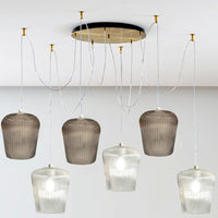 Sospensione vetro ambra trasparente gea luce numa bt6 ot e27 led lampada soffitto decentramento classica