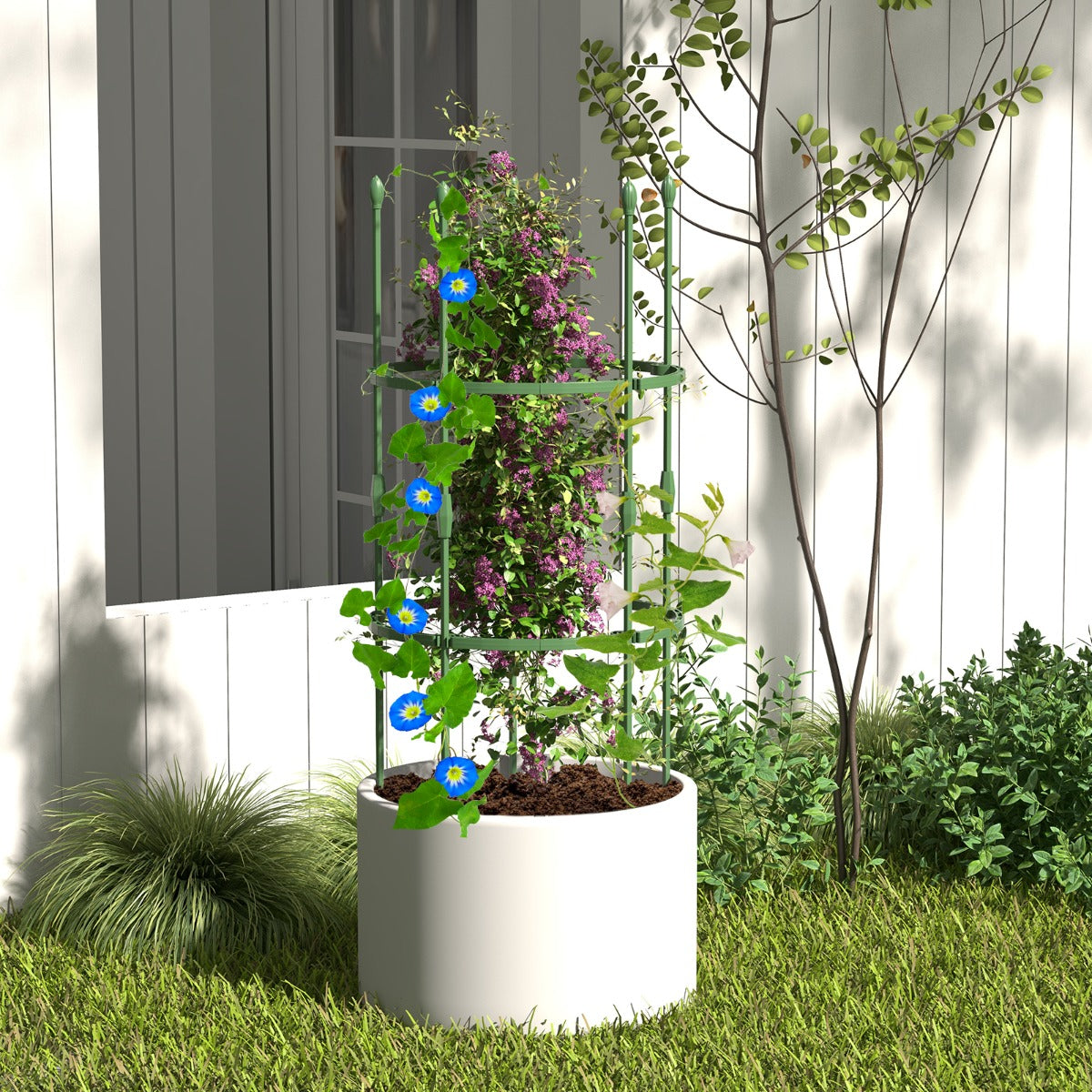 Sostegni per pomodori da giardino 3 pezzi, Supporti per piante alti 102cm per rampicanti piante in vaso Verde-Scaffali per piante