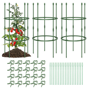 Sostegni per pomodori da giardino 3 pezzi, Supporti per piante alti 102cm per rampicanti piante in vaso Verde-Scaffali per piante