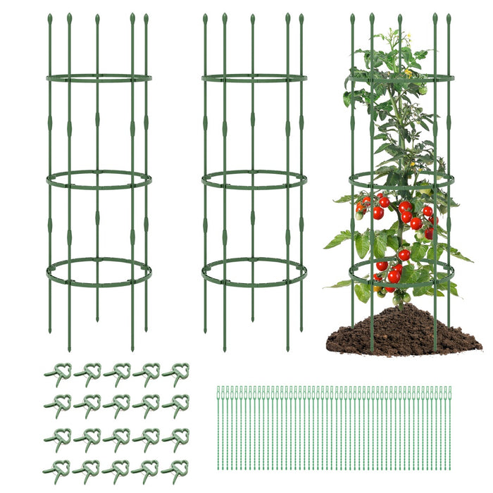 Sostegni per pomodori da giardino 3 pezzi, Supporti per piante alti 154cm per rampicanti piante in vaso Verde-Scaffali per piante
