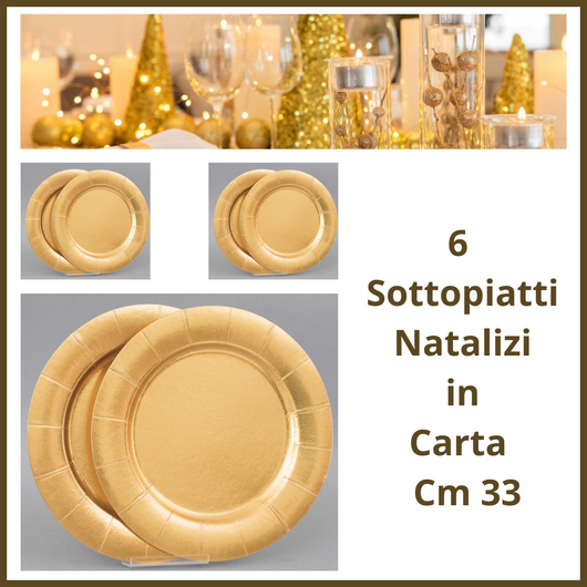 Set 6 sottopiatti oro dorato natalizi carta per tavola di natale decorazioni natalizie vintage addobbi creazioni