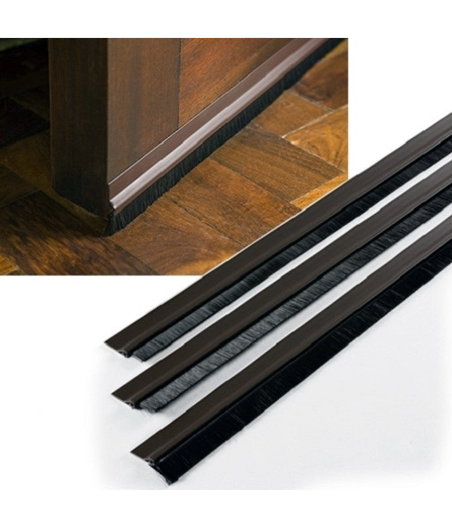 Sottoporta Pvc Spazzola 1mt Marrone Adesiva Paraspifferi Freddo Porte Finestre         