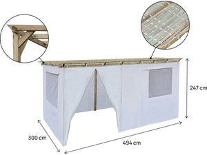 Sukkah in legno 3 x 5 m con tessuto - Kosher lemaehadrin - Skhah Non incluso