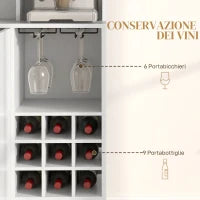 Mobile Dispensa con Portabottiglie, Armadietti, Ripiani e Cassetto, in Truciolato e Legno, 100x38x172 cm, Bianco