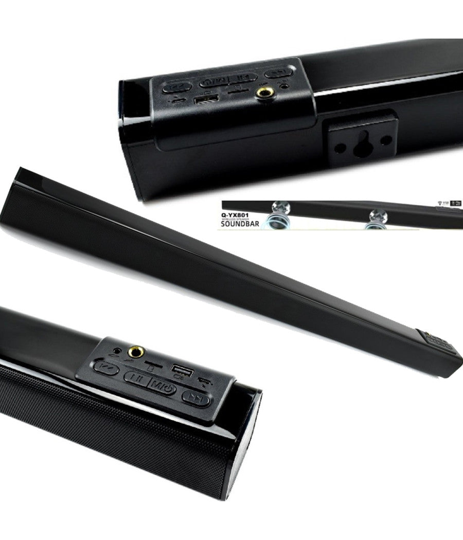 Soundbar Barra Audio Bluetooth Wireless 5wx2 Ricaricabile Telecomando Q-yx801         
