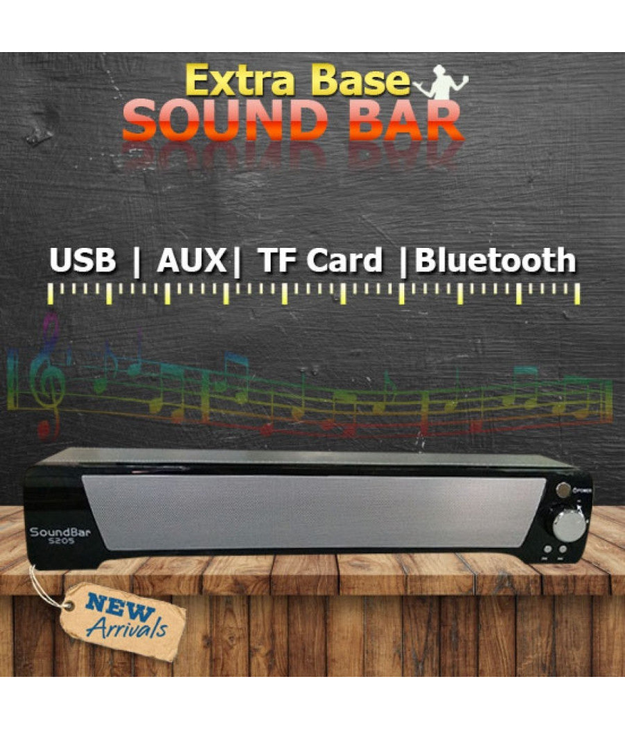 Soundbar S205 Dolby Potenza 20w Bluetooth Usb Extra Bass Portatile Bubwoofer         