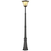 Lampione da Giardino a Energia Solare con Sensore PIR, in Alluminio e Vetro, 26x24x220 cm, Nero