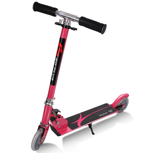 Monopattino a 2 ruote lampeggianti per bambini con musica altezza regolabile, Monopattino in alluminio Rosa-Monopattini