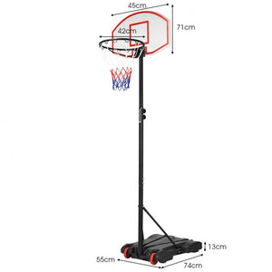 Canestro da basket portatile regolabile altezza 1,78 m 2,08 m in pe e telaio in acciaio base 74 x 55 x 13 cm riempibile 20_0008970