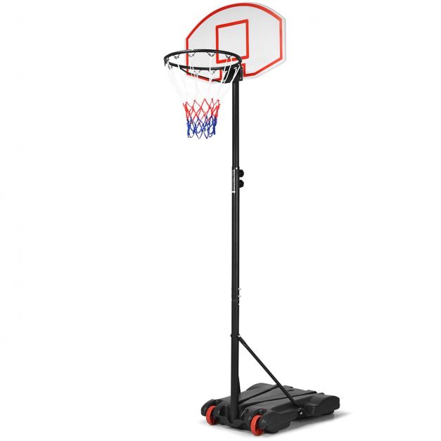Canestro da basket portatile regolabile altezza 1,78 m 2,08 m in pe e telaio in acciaio base 74 x 55 x 13 cm riempibile 20_0008970