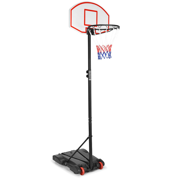 Canestro da basket portatile regolabile altezza 1,78 m 2,08 m in pe e telaio in acciaio base 74 x 55 x 13 cm riempibile 20_0008970