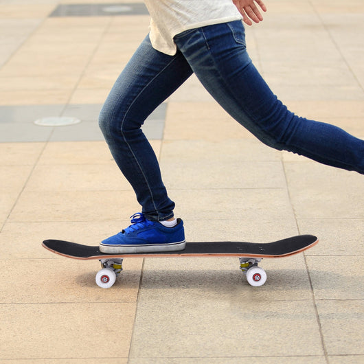 Mini Skateboard in legno con 4 ruote PU antiscivolo resistenti, Skateboard per principiante esperto 80x20cm Blu-Ricreazione outdoor