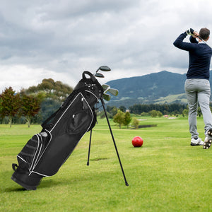 Sacca da golf stand tessuto in poliestere borsa da golf con cavalletto con manici e tracolla Nero-Golf