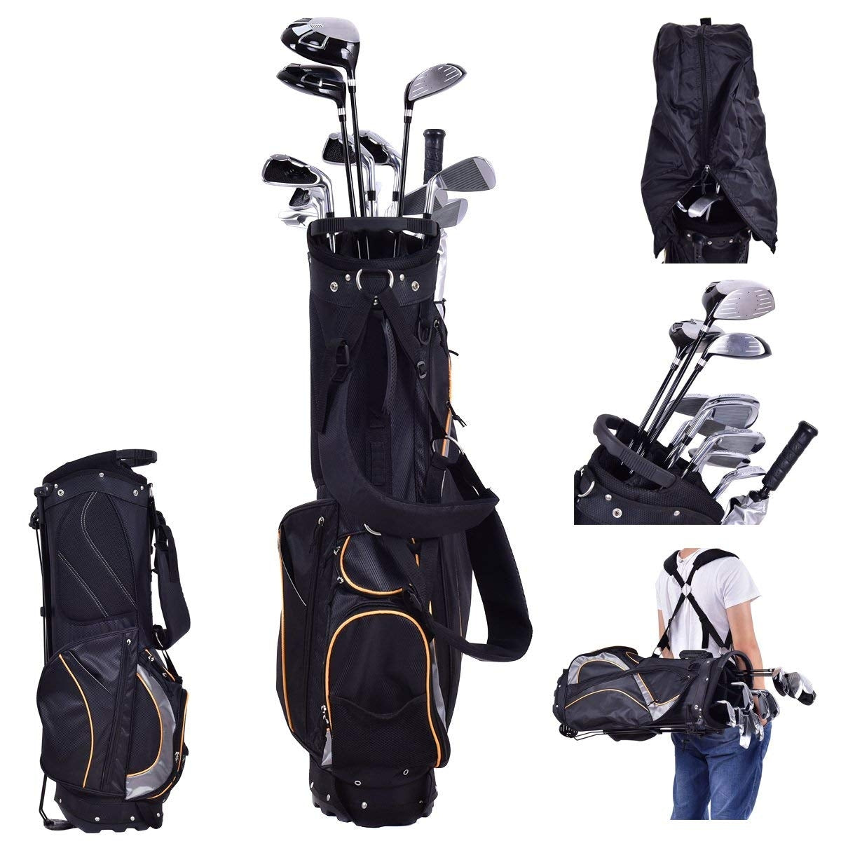 Borsa da golf tessuto in poliestere 9 Pollici Sacca di golf professionalecon tracolla Nero-Golf
