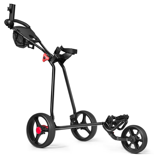 Carrello da golf pieghevole 134 x 60 x 129,5 cm con maniglia regolabile e portaombrelli in ferro nero 20_0020519