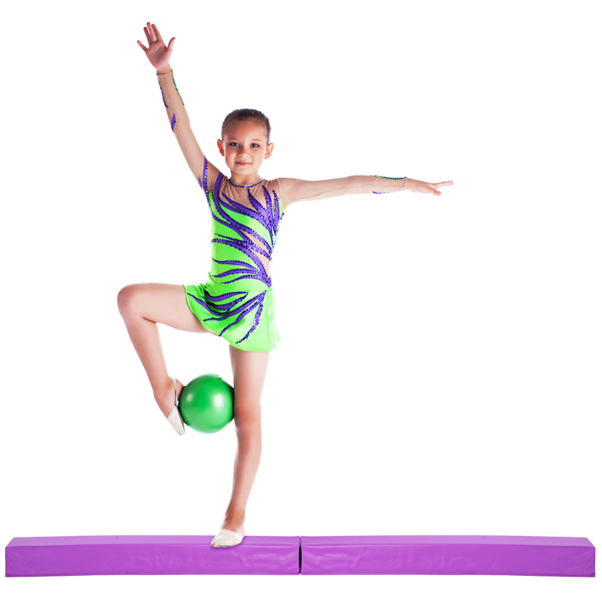 Trave da ginnastica 117cm, Trave di equilibrio con chiusura in velcro Viola-Sbarre e travi da ginnastica