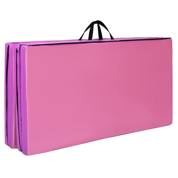 Tappetino da ginnastica a casa, Materassino pieghevole con 2 maniglie e 4 pannelli, Rosa-Tappetini ginnastica e yoga