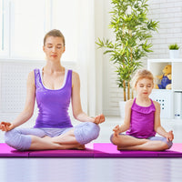 Tappetino da ginnastica a casa, Materassino pieghevole con 2 maniglie e 4 pannelli, Rosa-Tappetini ginnastica e yoga