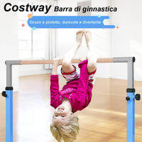 Sbarra da balletto regolabile in altezza a 12 livelli, Sbarra portatile da ginnastica multiuso 200x121x91-150cm Blu-Sbarre da danza